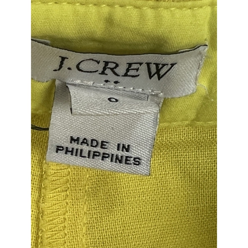 J.Crew Women 0 Yellow Cotton Blend‎ Preppy High-Rise Ruffle Trim Chino Shorts - Picture 2 of 9